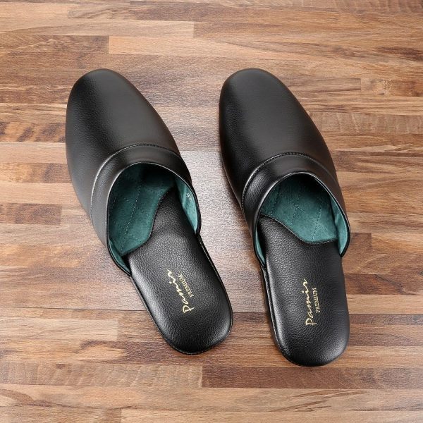 PAMIR Men's Genuine Leather Scuff Slippers with Memory Foam Insole and - Image 7
