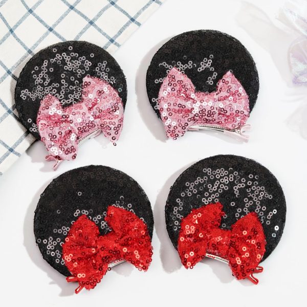 CellElection Mouse Ears Hair Clips, 8PCS Sequin Mice Ears Clips for Toddler - Image 3