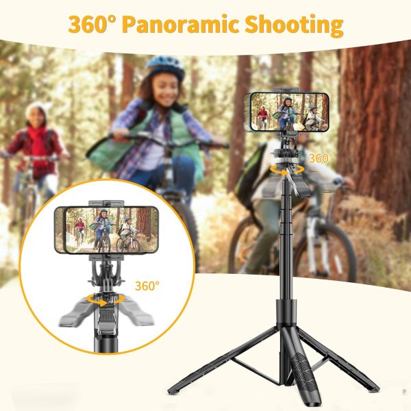 61" Selfie Stick Tripod, All in One Extendable Phone Tripod Stand with - Image 3