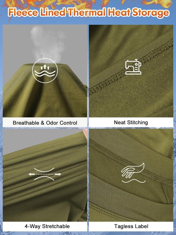 romision Thermal Underwear for Men Long Johns Fleece Lined Hunting Gear - Image 6