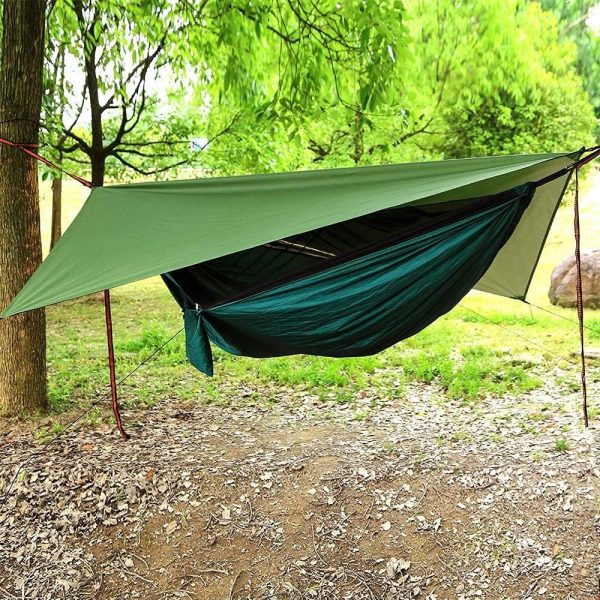 Camping Hammock with Rain Fly Tarp and Mosquito Net with Tree Straps Single - Image 6