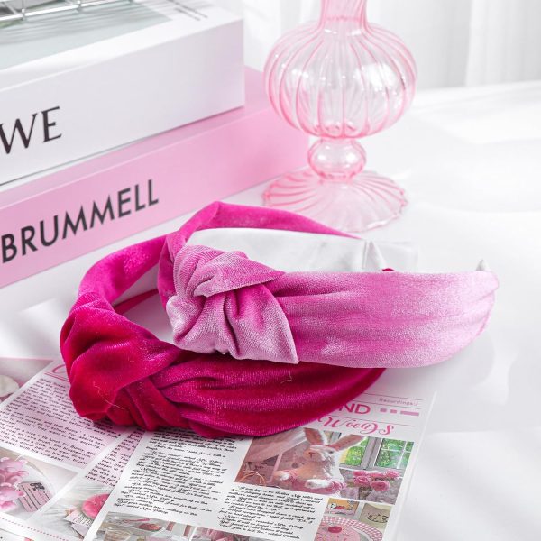 YanJie Valentines Headbands for Women Rose Velvet Knotted Wide Headbands - Image 8