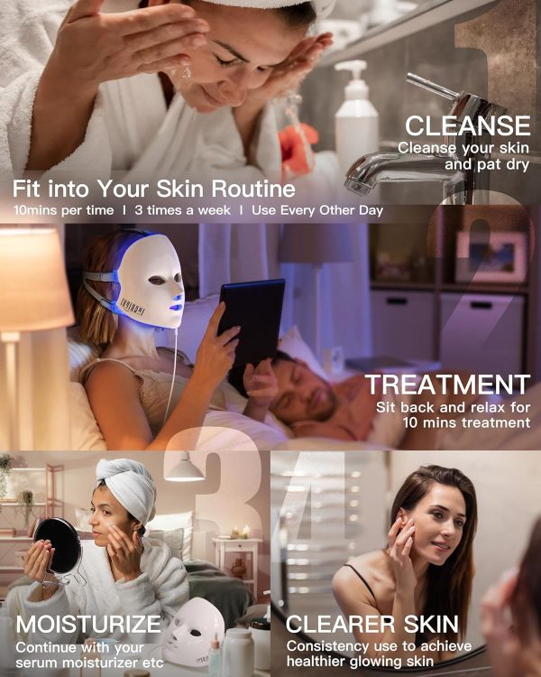 NEWKEY LED Face Mask Light Therapy,Red Light Therapy for Face Wrinkle Blue - Image 6