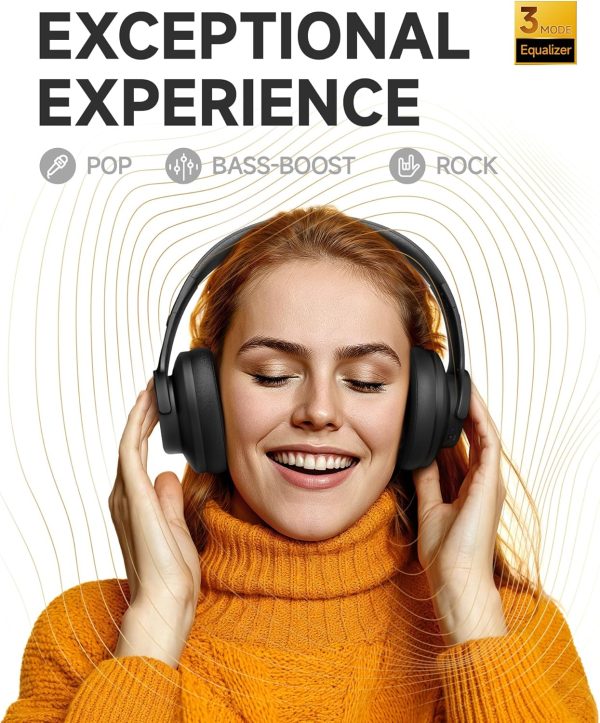 Picun Upgraded Bluetooth Headphones, 120 Hours Playtime, 3 EQ Modes, Deep - Image 2