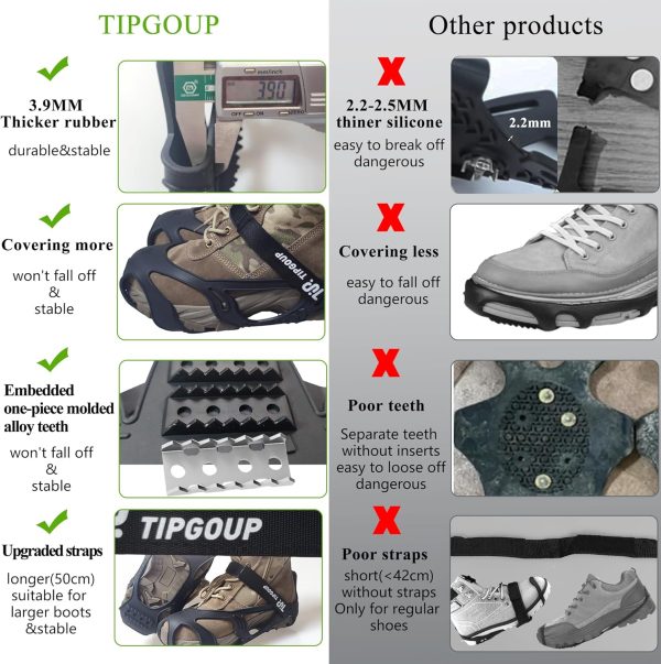 Ice Snow Cleats for Shoes and Boots Non Slip Grippers Traction Cleats - Image 4