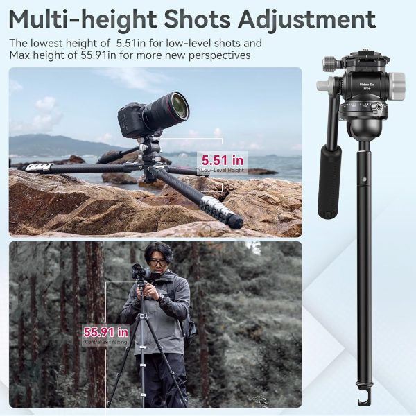 Ulanzi TT09 VideoGo Travel Tripod, 56" Carbon Fiber Camera Tripod with Arca - Image 7