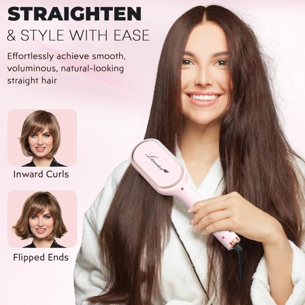 LANVIER Hair Straightener Brush, Ionic Straightening Brush with Infrared, - Image 7