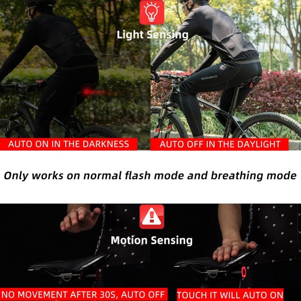ROCKBROS Bike Tail Light Smart,Brake Sensing Bicycle Rear Lights for Night - Image 3
