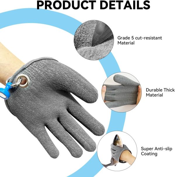 Fishing Glove for Men with Magnet Release, Puncture Resistant Fish Glove - Image 4