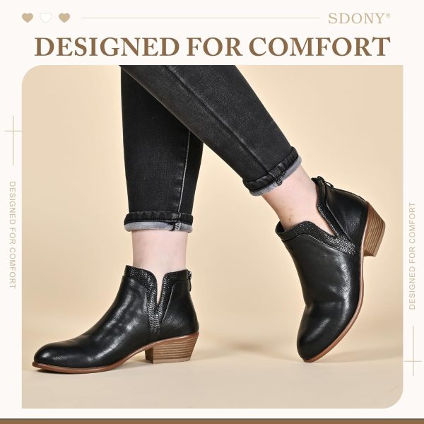 Women's Ankle Boots Low Heels Chunky Fashion Zipper Dressy Booties for - Image 5