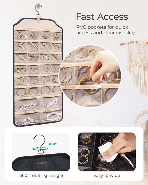 BAGSMART Earring Holder Organizer, Hanging Jewelry Organizer 56 Pocket - Image 3