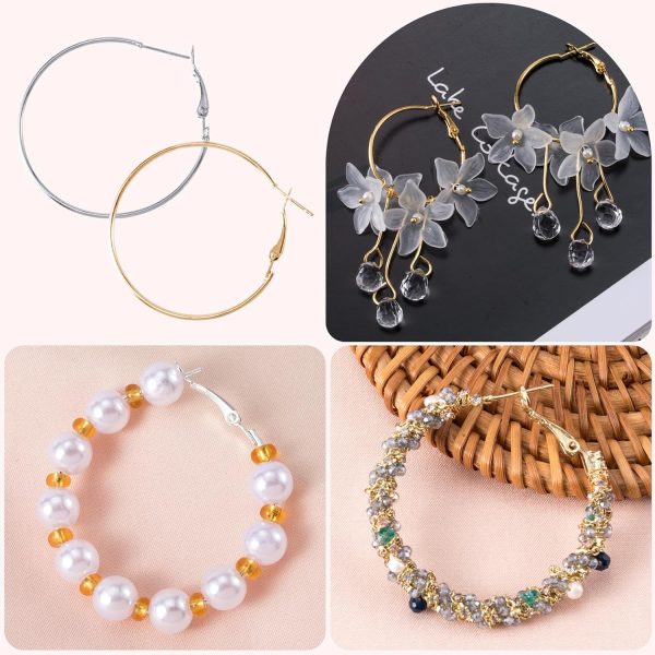 48pcs Hoop Earrings Findings, Hypoallergenic Round Earring Loop, Open - Image 6