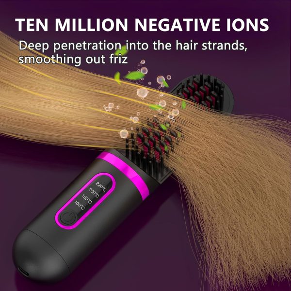 Cordless Straightening Brush - Negative Ion Women's Straightening Brush, - Image 3