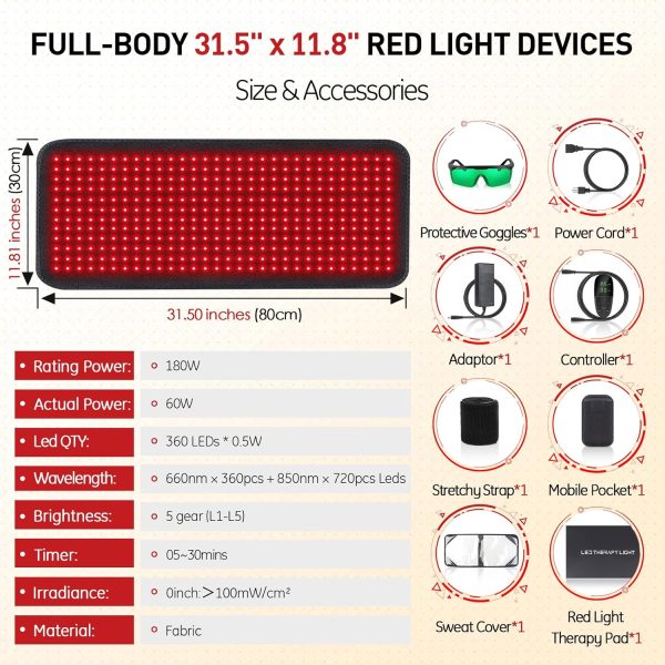 Red Light Therapy Mat, 360PCS Large Red Light Therapy Pad for Body with - Image 7