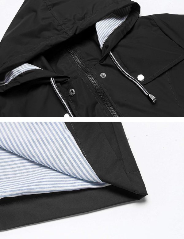 LOMON Raincoat Women Waterproof Long Hooded Trench Coats Lined Windbreaker - Image 4