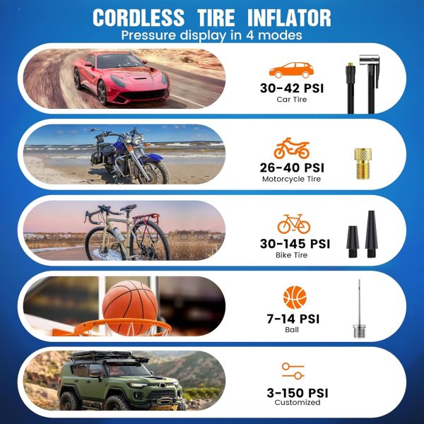 Tire Inflator Portable Air Compressor, 150PSI Portable Air Pump for Car - Image 8