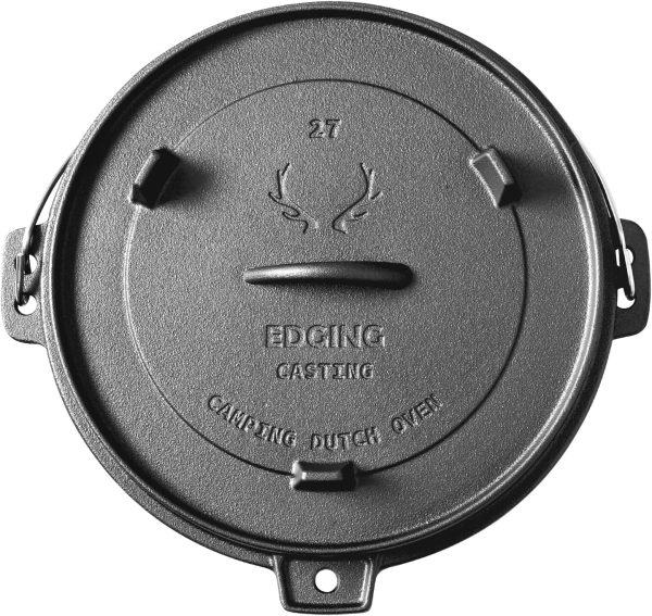 Pre-Seasoned Cast Iron Dutch Oven With Skillet Lid, Outdoor Camping Deep - Image 5