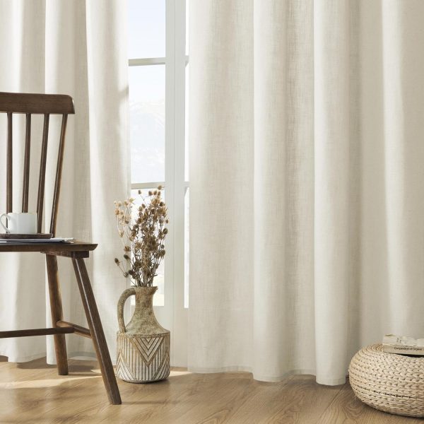 Joydeco Linen Curtains 2 Panel Set,Light Filtering, Ivory on Linen Curtains - Image 2
