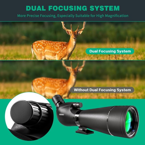 Gosky HD Spotting Scope 20-60x80mm with Tripod and Smartphone Adapter, BAK - Image 4