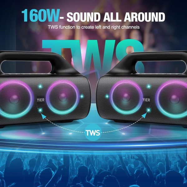 Portable Bluetooth Speakers, 80W Peak Wireless Outdoor Speaker with - Image 7
