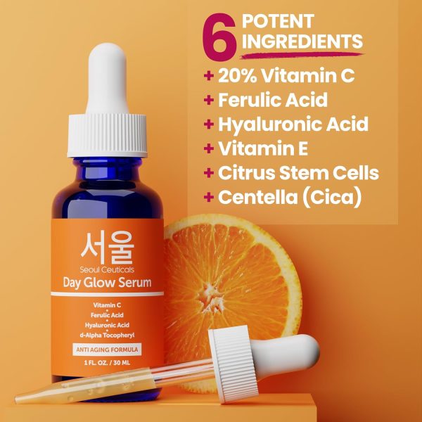 SeoulCeuticals Korean Skin Care 20% Vitamin C Hyaluronic Acid Serum + CE - Image 5