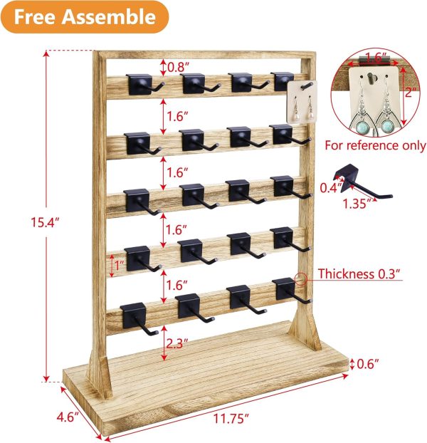 Ikee Design Free Assemble Wooden Jewelry Display Rack with 20 Removable - Image 2