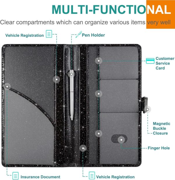 RSAquar Car Registration and Insurance Holder, Vehicle Glove Box Organizer - Image 2