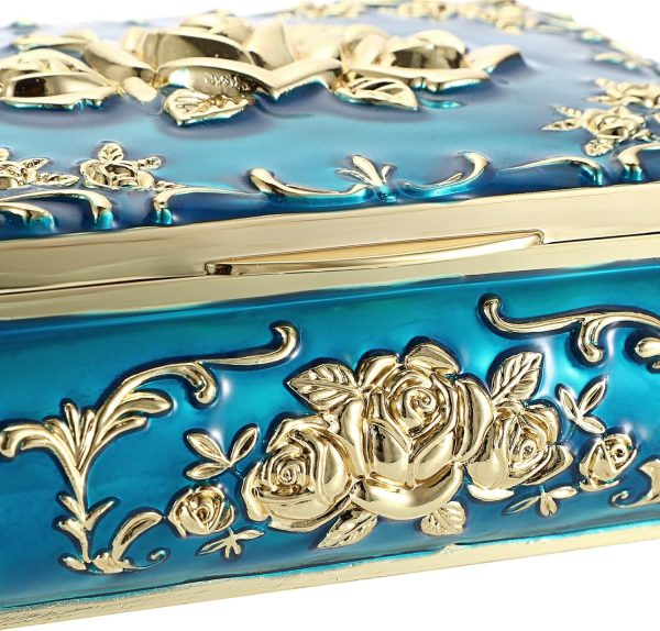 Hipiwe Metal Decorative Jewelry Box Vintage Treasure Chest Case Ornate - Image 5