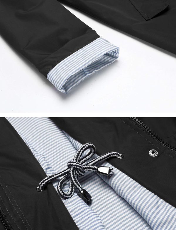 LOMON Raincoat Women Waterproof Long Hooded Trench Coats Lined Windbreaker - Image 5