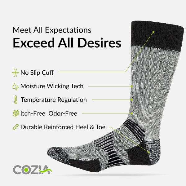 COZIA Merino Wool Socks for Men and Women Warm thermal Boot Hiking Socks 3 - Image 3