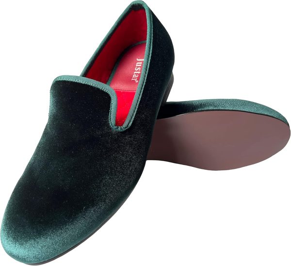 Justar Men's Velvet Loafers Slip-on Dress Shoes with Gold Buckle Penny - Image 2