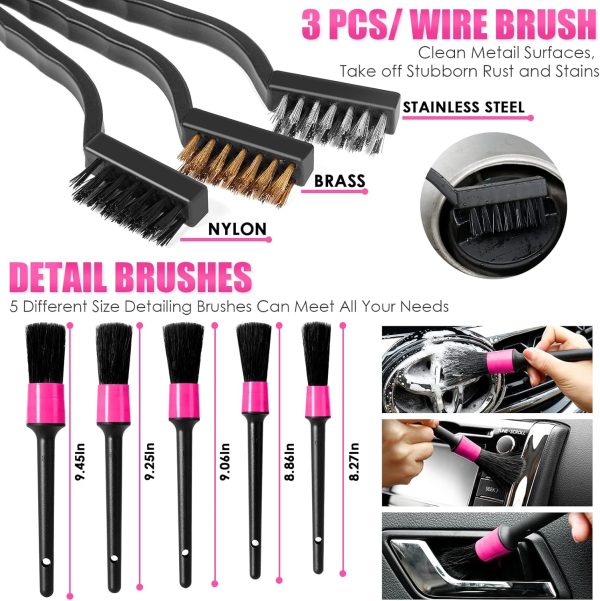 Viewsun 17pcs Car Cleaning Kit, Pink Car Interior Detailing Kit with High - Image 6