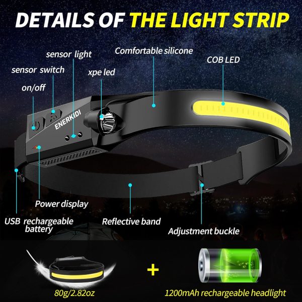 5 Packs LED Headlamp Rechargeable HeadLamps for Adults, 5 Modes Head Light - Image 4