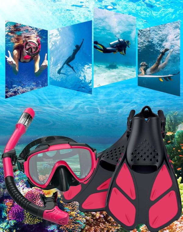 Snorkeling Gear for Adults Men Women,4 in 1 Snorkel Set with Panoramic View - Image 7