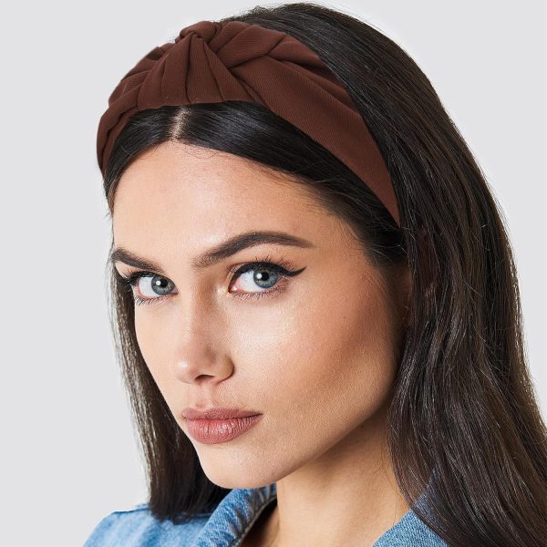 YISSION Knotted Headbands for Women Non Slip Wide Head Band Brown Headband - Image 5