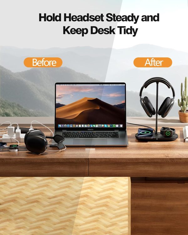 HiWe 3-in-1 Headphone Stand - Universal Desktop Gaming Headset Holder with - Image 5
