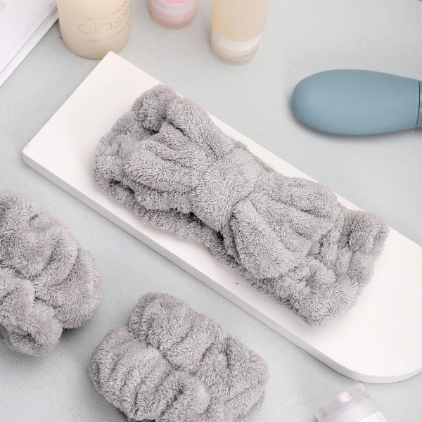 BESARME 3 Pieces Face Wash Headband and Wristband Set Spa Headband Makeup - Image 5