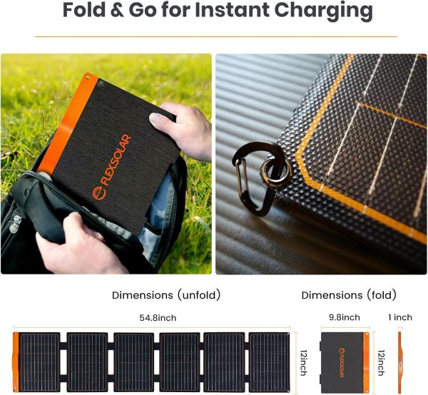 60W Foldable Solar Panel, Portable Solar Charger with USB-C PD3.0 / USB-A - Image 4