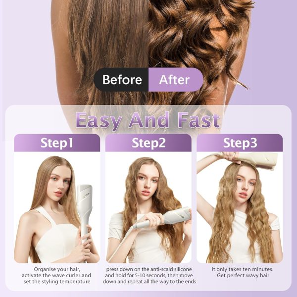 Wave Curling Iron Hair Crimper, TSUYAGLA 36mm Deep Waver Hair Curler Tool, - Image 3
