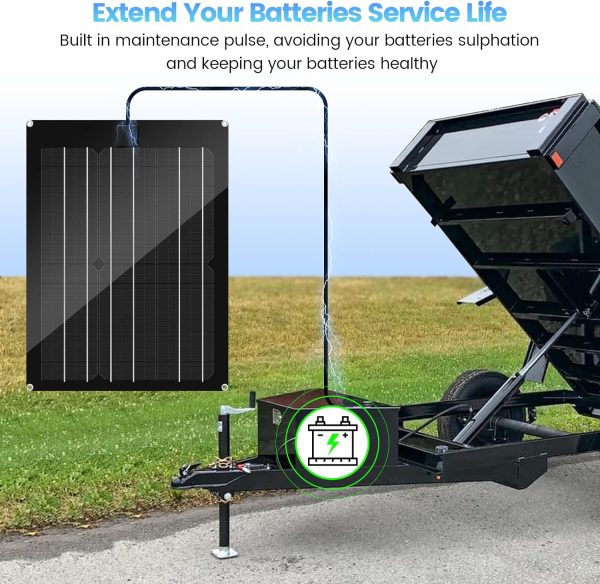 Solar Battery Charger Maintainer, Zuomeng 15W Solar Panel Kit for Dump - Image 2