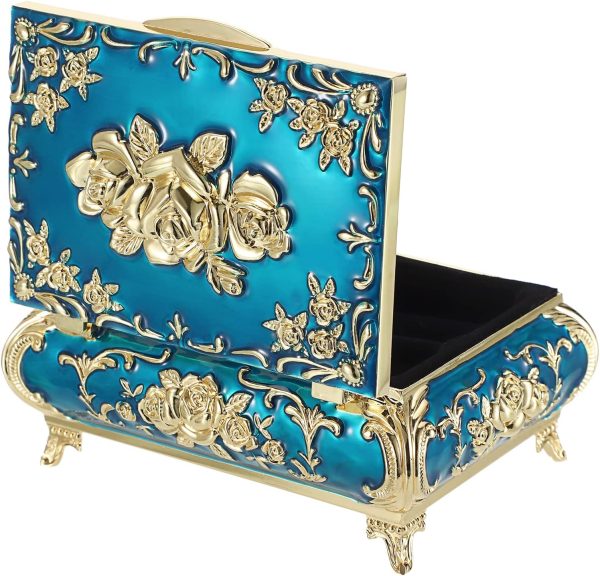 Hipiwe Metal Decorative Jewelry Box Vintage Treasure Chest Case Ornate - Image 7