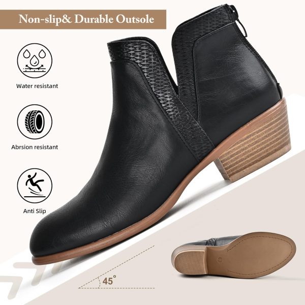 Women's Ankle Boots Low Heels Chunky Fashion Zipper Dressy Booties for - Image 4