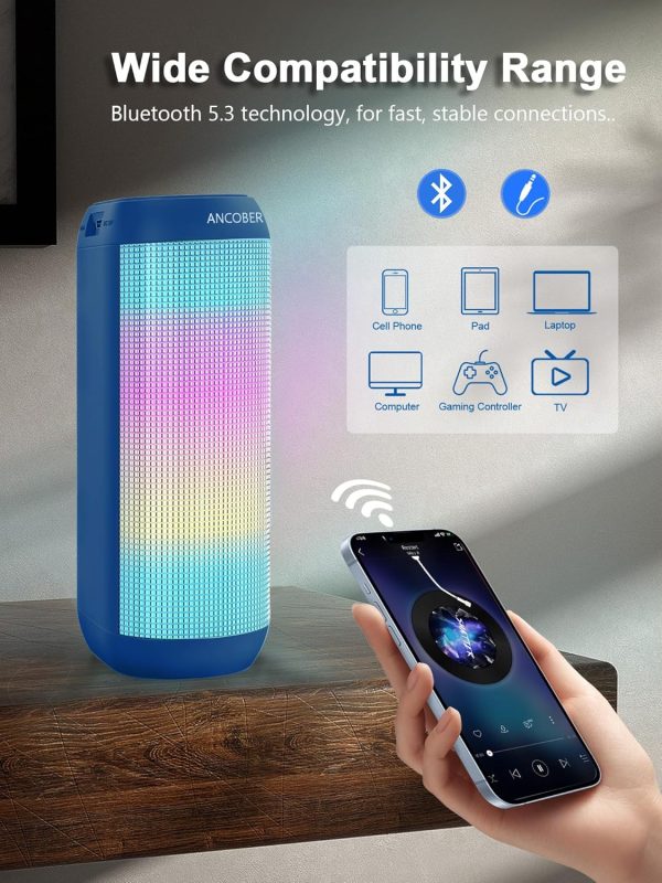 Bluetooth Speaker, Portable Wireless HD Stereo Sound with Cool Lights, IPX4 - Image 7