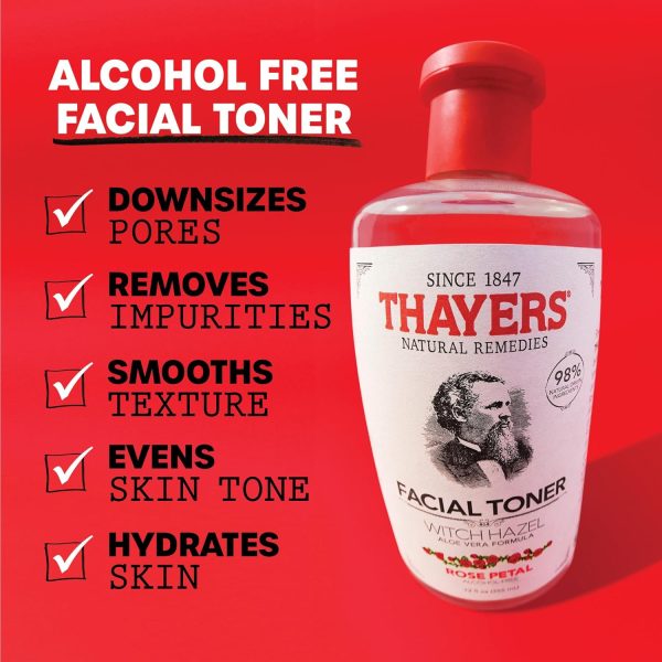 Thayers Alcohol-Free Rose Petal Witch Hazel Facial Toner for Glowing Skin, - Image 2