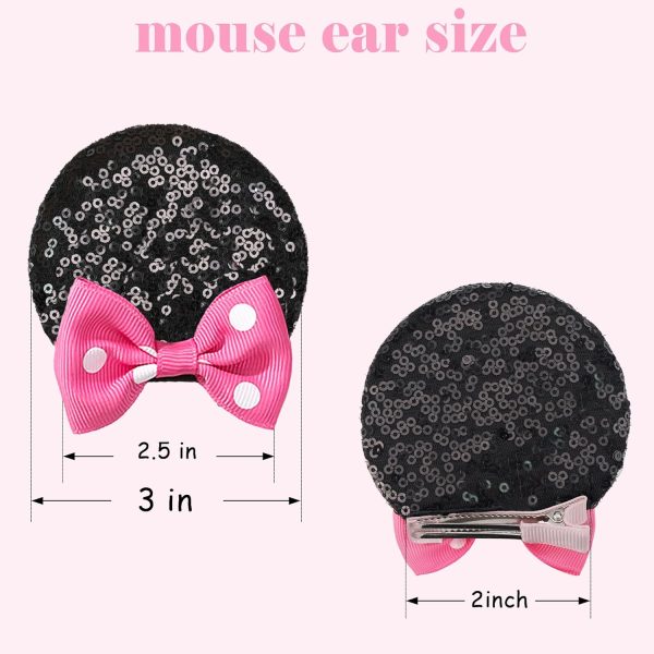 CellElection Mouse Ears Hair Clips, 8PCS Sequin Mice Ears Clips for Toddler - Image 4