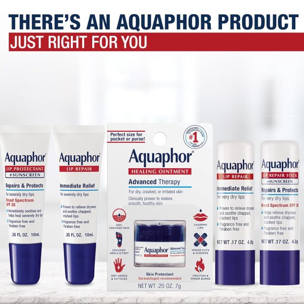 Aquaphor Lip Repair Tubes, Lip Ointment for Chapped Lips, Moisturizing Lip - Image 5