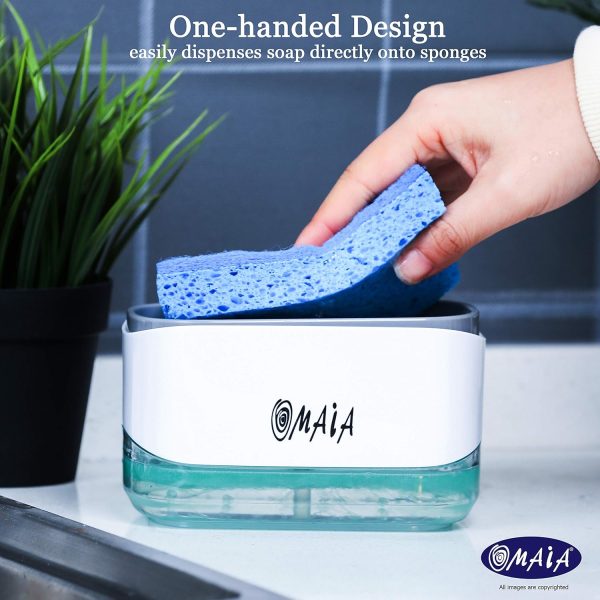 OMAIA 2-in-1 Dish Soap Dispenser with Sponge Holder - dishwashing Liquid - Image 2