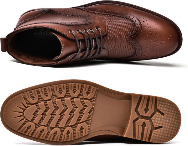 Men's Wingtip Oxford Dress Boots - Fashion Casual Mid Top Chukka Ankle Boot - Image 3