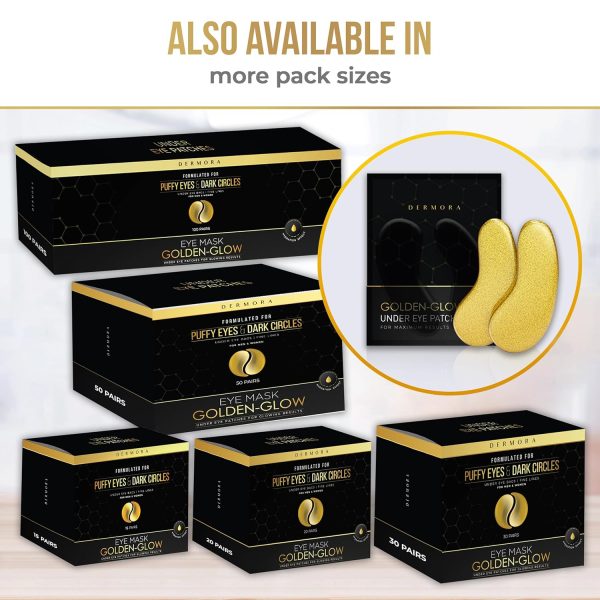 DERMORA Golden Glow Under Eye Patches (15 Pairs Eye Gels) - Rejuvenating - Image 7