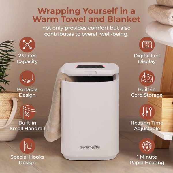 SereneLife Towel Warmers for Bathroom, 23L Luxury Heater, Blanket Warmer - Image 6